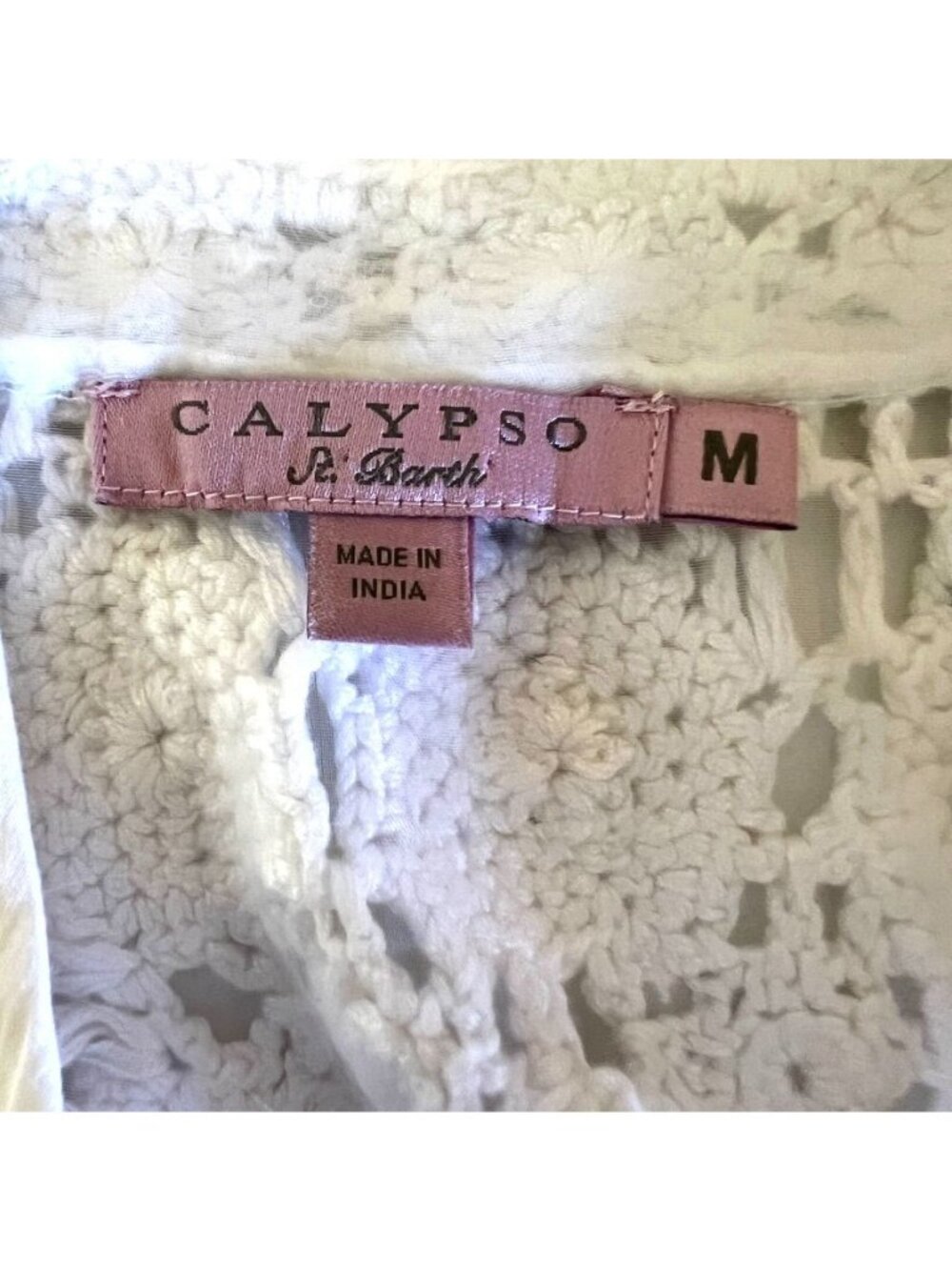 Calypso St Barth Women Sz M Dress LWD White Eyelet Crochet Lace Boho Resort - Picture 9 of 16